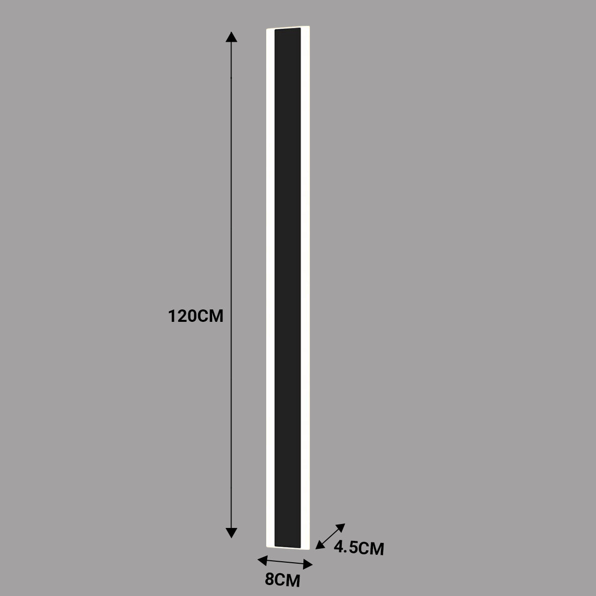120cm Modern LED Outdoor Wall Light Bar 24W IP65 Waterproof Warm White - Matte Black