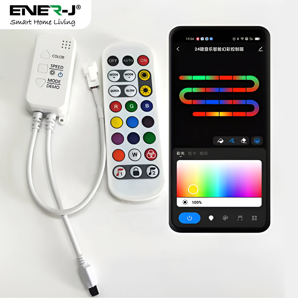Smart Plug & Play Digital RGB COB LED Strip Light Kit | 5 Metres | 576 LEDs/M | Tuya WiFi & Remote Control | Works with Alexa & Google Assistant