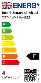 Pack of 10 units, B22 LED Light Bulb, Warm White Candle Bulb C37, 35W Incandescent Equivalent, 3W 320lm Bayonet Lightbulb - 3000K