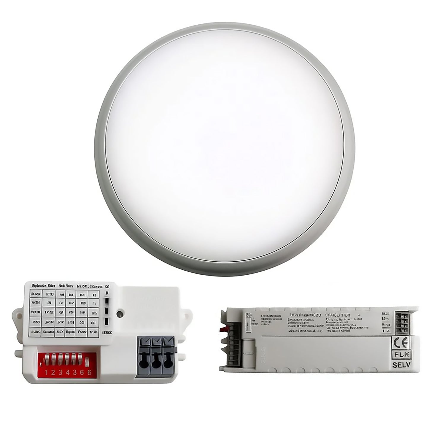 ENER-J Superhero 9-in-1 CCT & Wattage Switchable LED Bulkhead with Plug-and-Play Microwave Sensor & Emergency Module, IP65, IK10, 315 mm