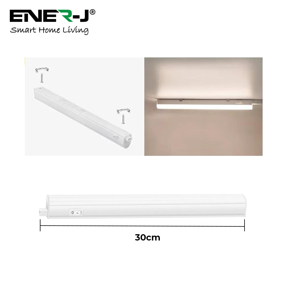 4W LED T5 Batten Light, 30cms, 100 Lm/W, With on/off switch, CCT Switchable, 50cms cable, 3 Years warranty