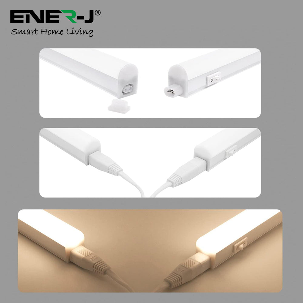Pack Of 2 20W LED T5 Batten Light, 120cms, 100 Lm/W, With on/off switch, CCT Switchable, 50cms cable, 3 Years warranty