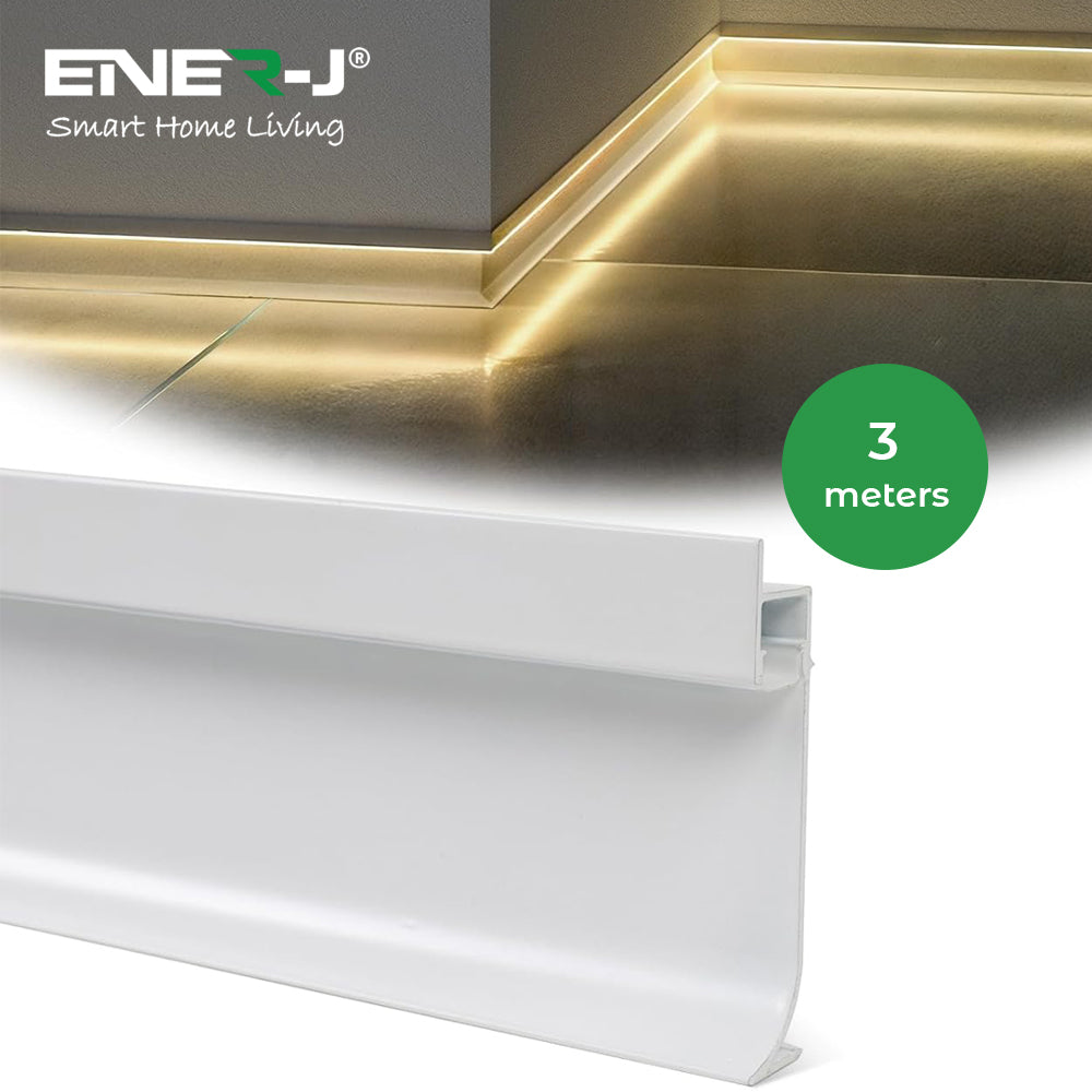 LED Skirting Aluminium Profile, White housing, Length: 3 Meters