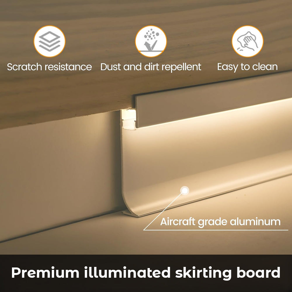 LED Skirting Aluminium Profile, White housing, Length: 3 Meters