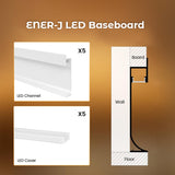 LED Skirting Aluminium Profile, White housing, Length: 3 Meters (Pack of 4)