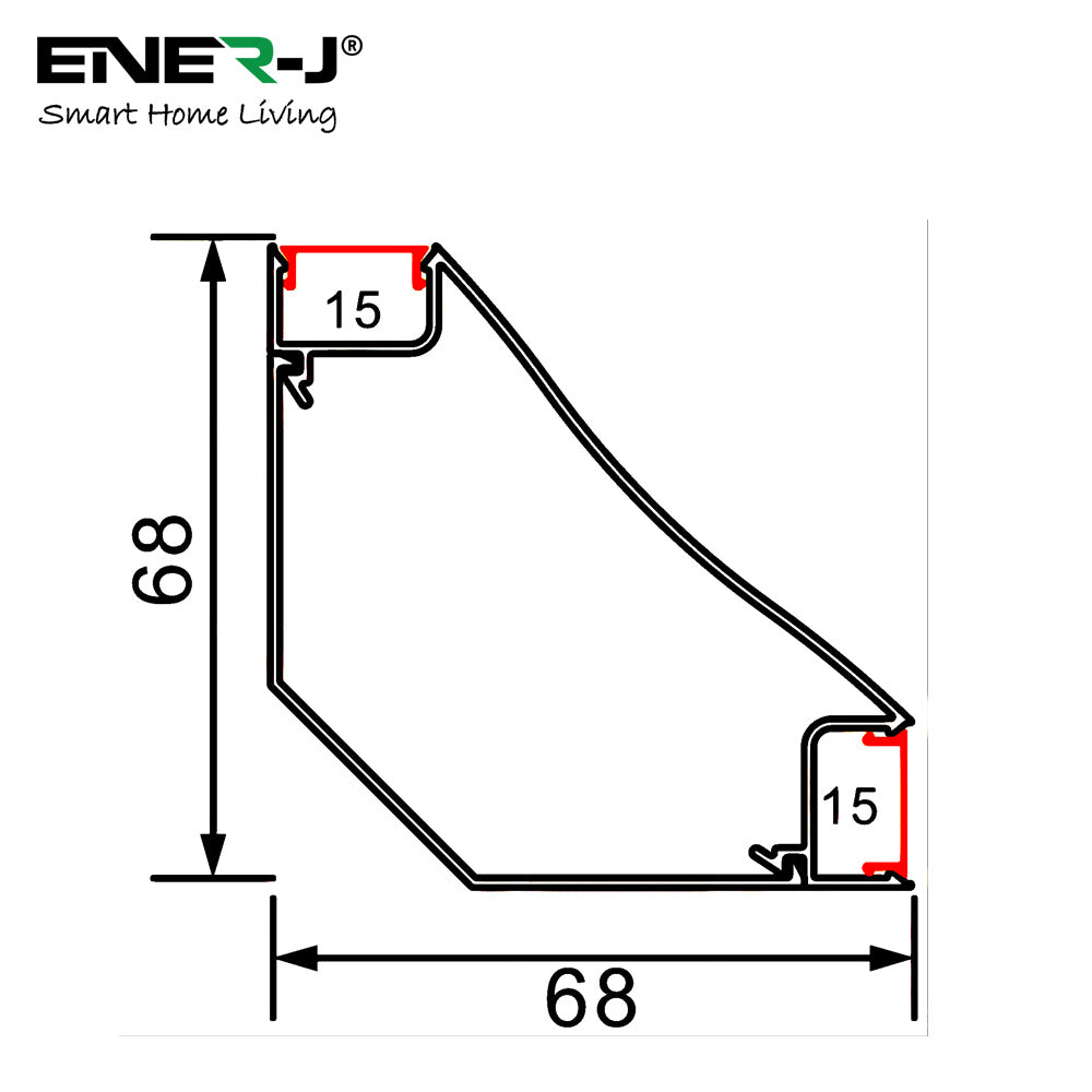 Gypsum LED Cove Light 45 Degree Corner Aluminum Profile, 1 Meter