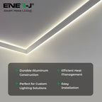 Ener-J 2m Gypsum LED Cove Light 45 Degreesâ Corner Aluminum Profile, White Finish