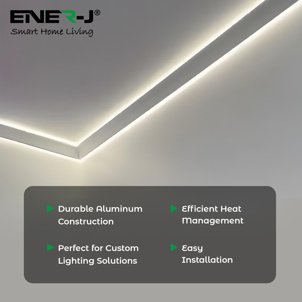 Ener-J 2m Gypsum LED Cove Light 45 Degreesâ Corner Aluminum Profile, White Finish