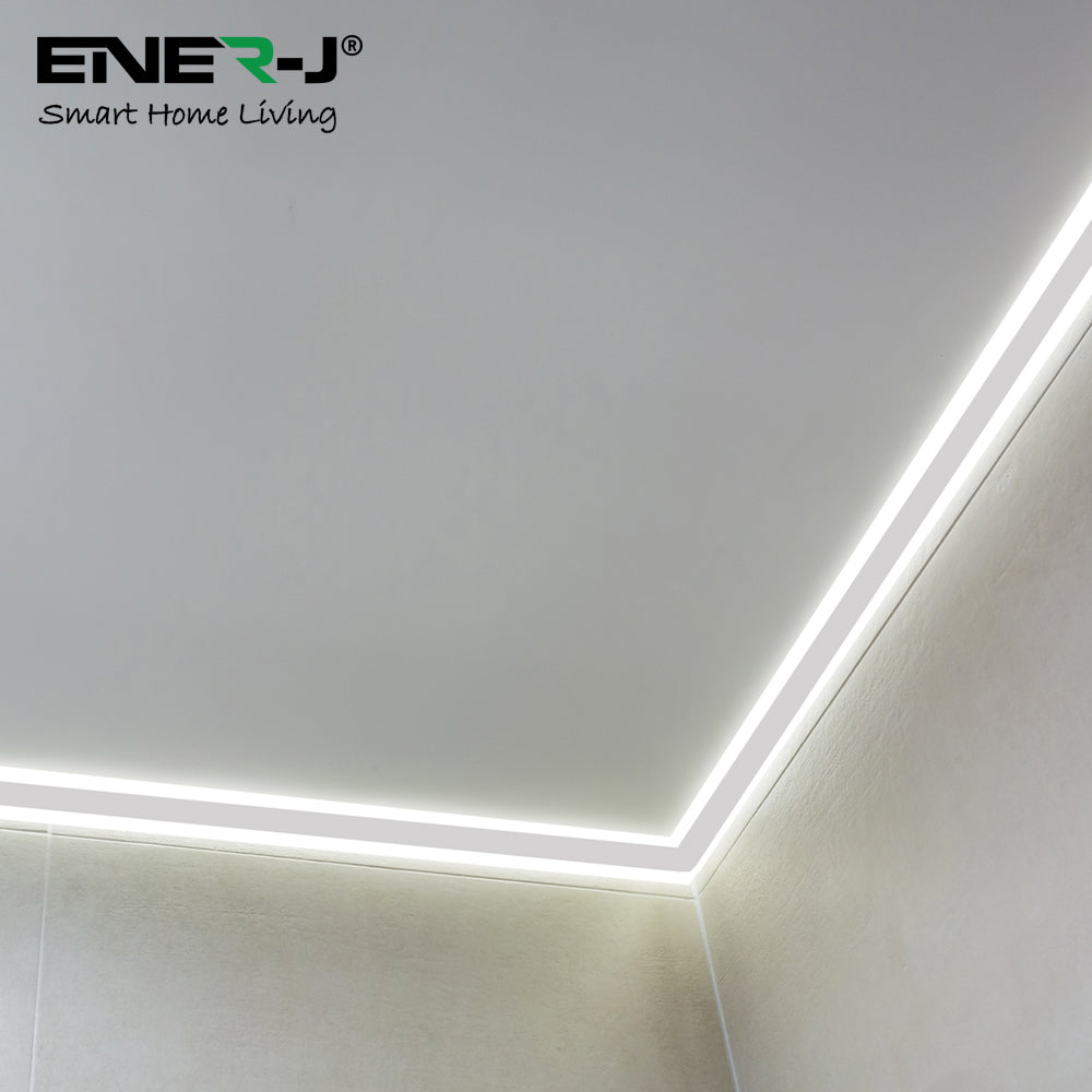 Ener-J 2m Gypsum LED Cove Light 45 Degreesâ Corner Aluminum Profile, White Finish