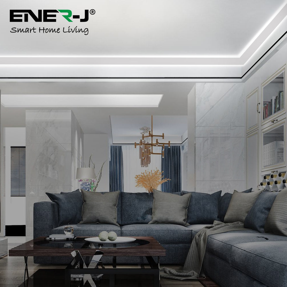 Ener-J 2m Gypsum LED Cove Light 45 Degreesâ Corner Aluminum Profile, White Finish