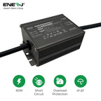 ENER-J Waterproof 60W 24V Power Supply, Constant Voltage LED Driver (IP65/IP67 Rated)