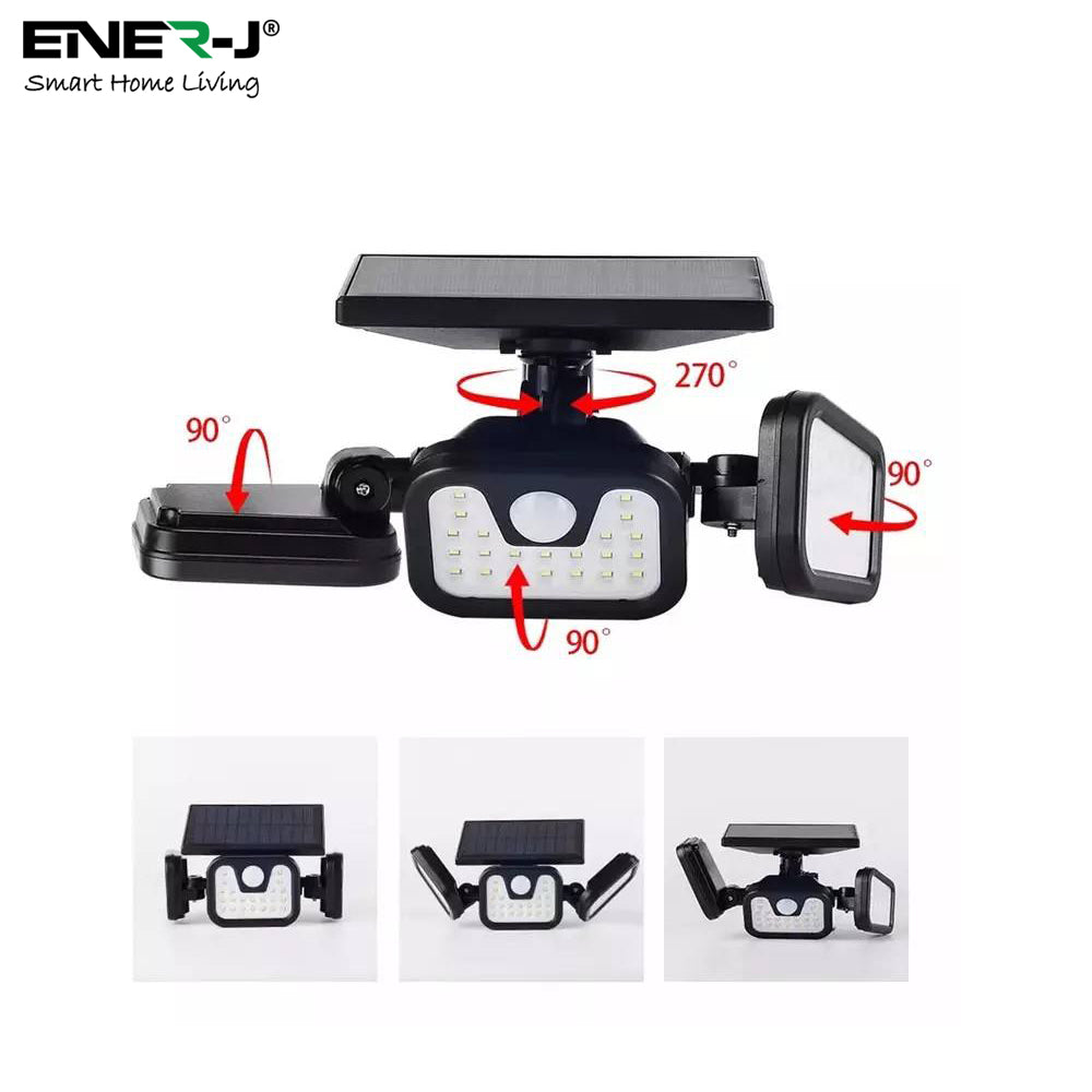 Solar Sensor 3 Heads  Wall Light, 2400 mAh, 6000-6500K