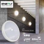 24W LED Bulkhead with Microwave Sensor & Emergency Function IP65 | 4000K