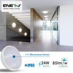 24W LED Bulkhead with Microwave Sensor & Emergency Function IP65 | 4000K