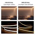 ENER-J Plug and Play 24V Dotless COB LED Strip Kit‚ 5m 480 LEDs/m + Dimming Controller & Remote + UK Plug, 4000K