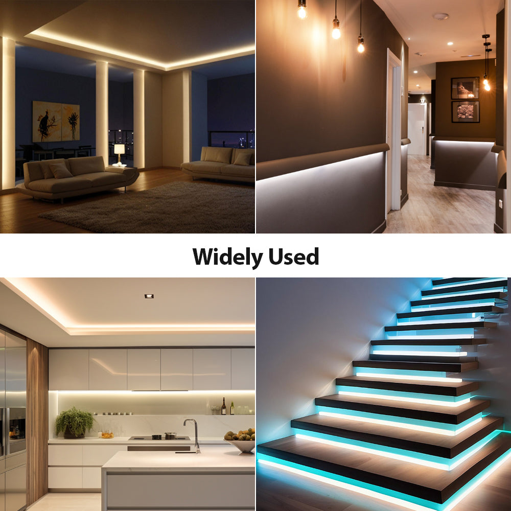 ENER-J Plug and Play 24V Dotless COB LED Strip Kit‚ 5m 480 LEDs/m + Dimming Controller & Remote + UK Plug, 4000K