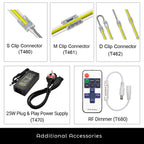 ENER-J Plug and Play 24V Dotless COB LED Strip Kit, 5m 480 LEDs/m + Dimming Controller & Remote + UK Plug, 3000K