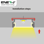 17.3mm x 7.59mm Aluminum Channel Profile with PC Cover - 2m Length, Sandy Black (Pack of 4)