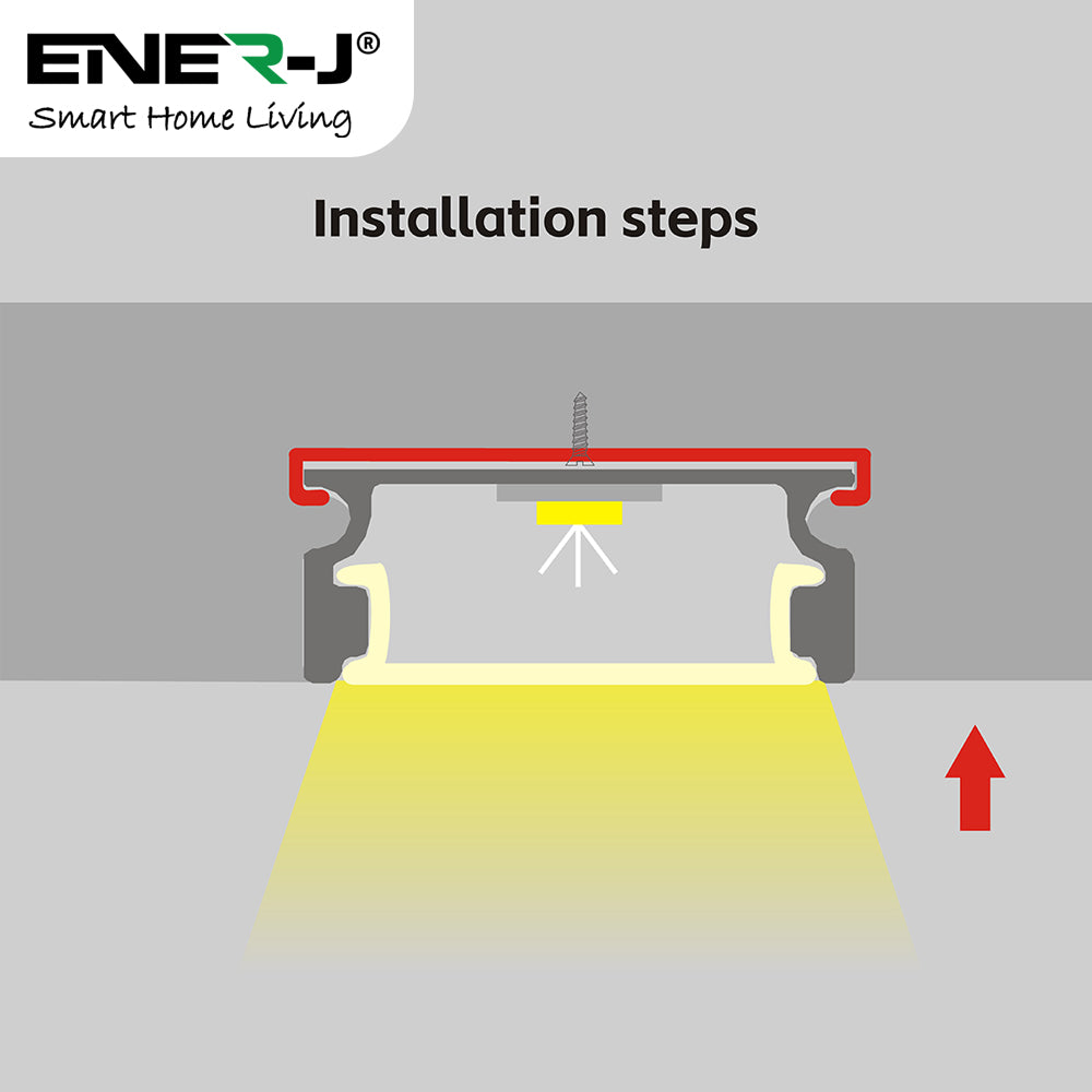 17.3mm x 7.59mm Aluminum Channel Profile with PC Cover - 2m Length, Sandy Black (Pack of 4)