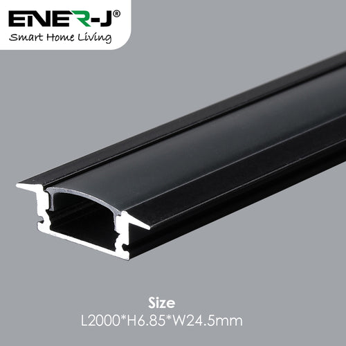 24.5mm x 6.85mm Aluminum Channel Profile with PC Cover - 2m Length (0.95mm Thickness) (Pack of 4)