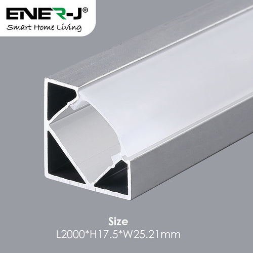 25.21mm x 17.5mm Corner Aluminum Profile with PC Cover - 2m Kit (0.9mm Thickness) (Pack of 4)