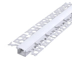 51.3mm x 12.5mm Recessed Plasterboard Trimless Aluminium LED Profile with Flange for Drywall - 2m Kit (1mm Thickness) (Pack of 4)