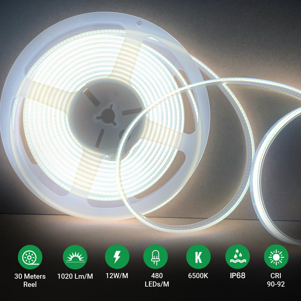 30 meters COB LED Strip Light 24V, 6000K, IP65