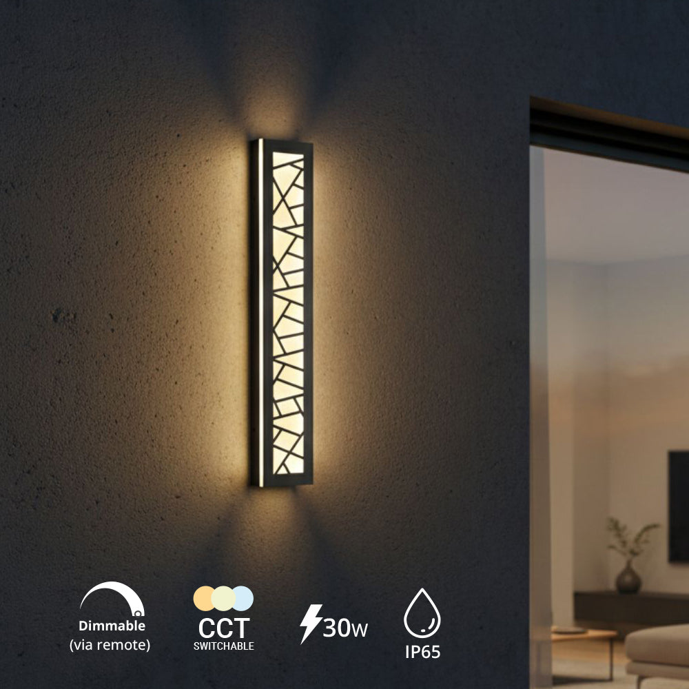 Ener-J 60cm Geometric Outdoor LED Wall Light – 30W CCT Tunable & Dimmable – IP65