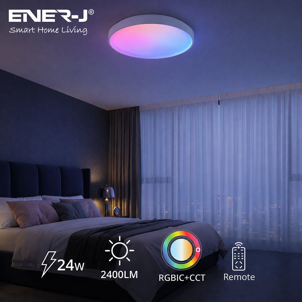 24W Scenic Surface LED Ceiling Light with multiple built-in modes, CCT+RGBIC, Round, Size: 380mm
