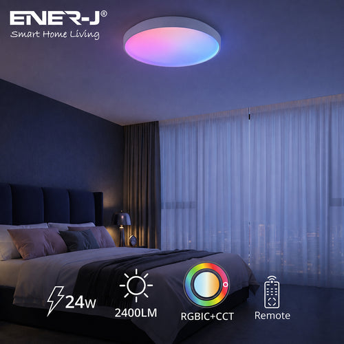 24W Scenic Surface LED Ceiling Light with multiple built-in modes, CCT+RGBIC, Round, Size: 380mm