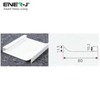 White plastic profile with dimensions on a white background, featuring the Ener-J logo.