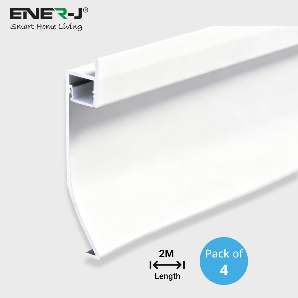 White LED strip with packaging details on a light gray background, featuring Ener-J branding.