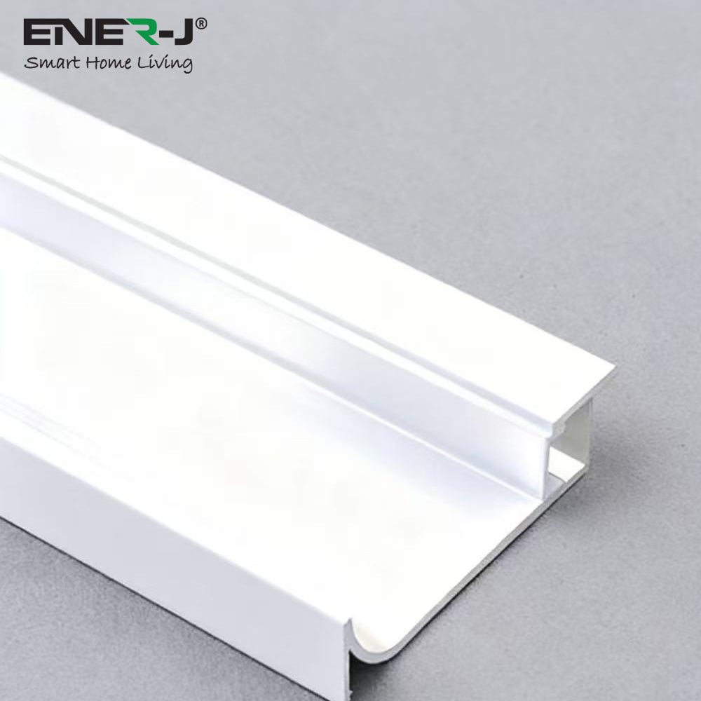 White LED strip light on a gray background with Ener-J branding.