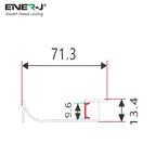 Technical drawing of a component with dimensions labeled, featuring the Ener-J logo.