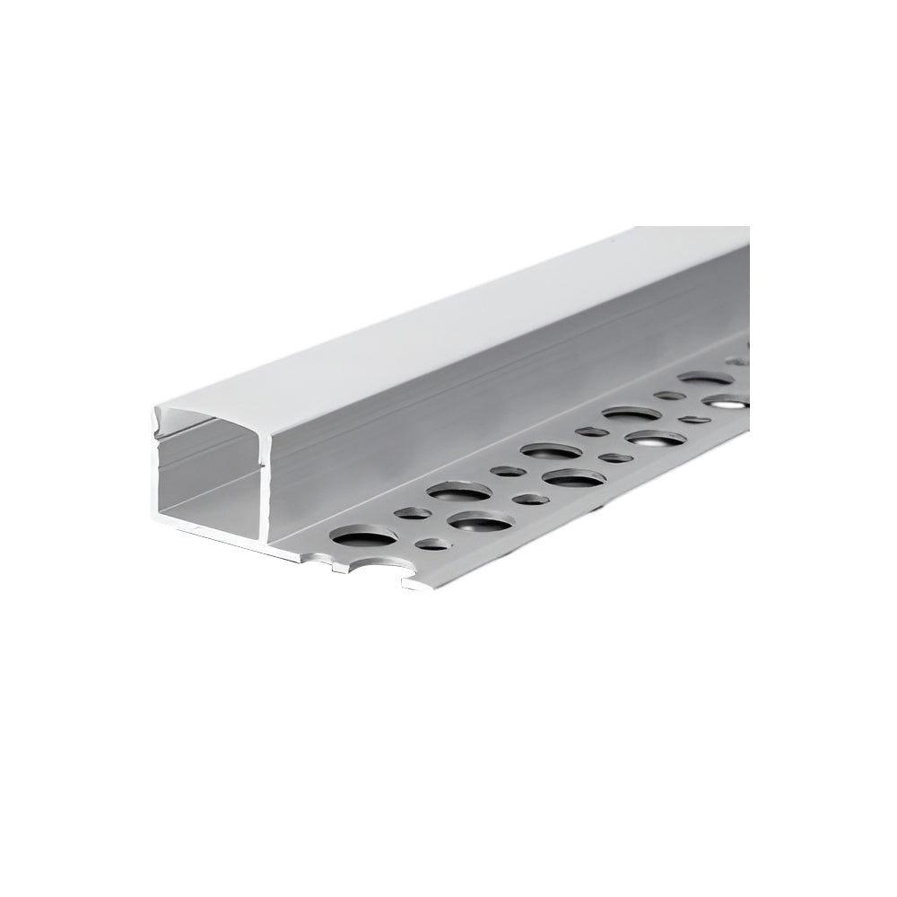 Ener-J Single Wing Recessed Aluminium LED Profile Frosted Diffuser 2m Silver Channel for Concealed LED Strip Lighting Installations
