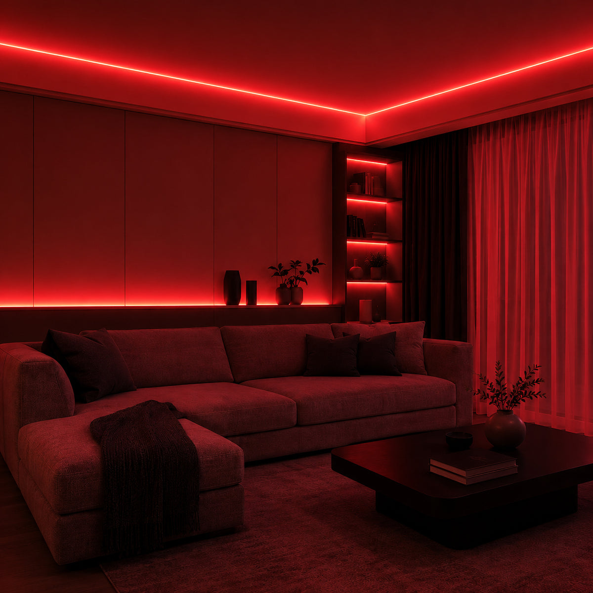 Ener-J 24V COB LED Strip Lights High Brightness Red 30M Reel with 480 LEDs/M IP20