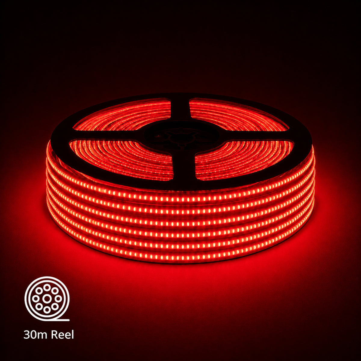 Ener-J 24V COB LED Strip Lights High Brightness Red 30M Reel with 480 LEDs/M IP20
