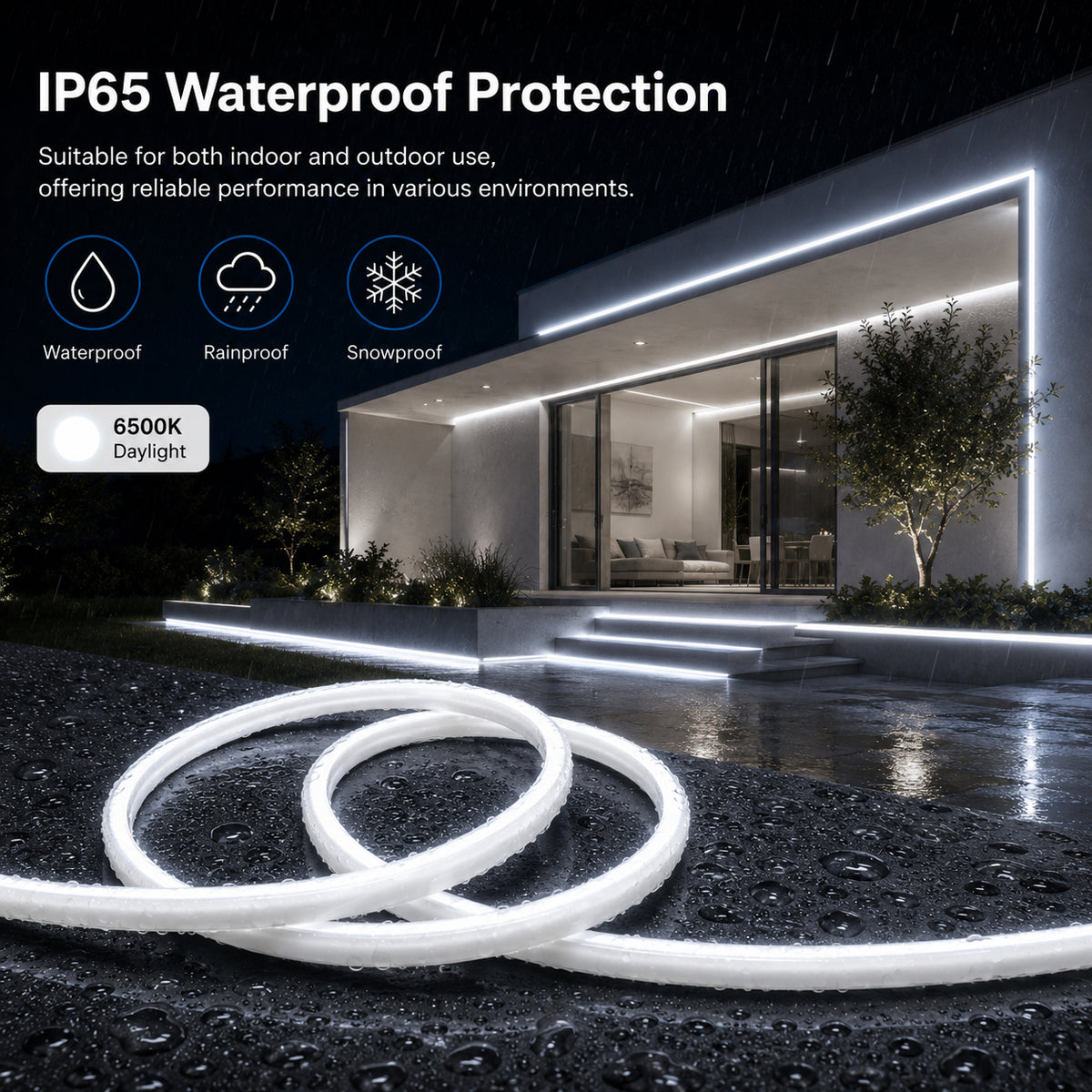 10M FCOB Neon Rope Light Kit, 10W/M, 800Lm/M, 6500K
