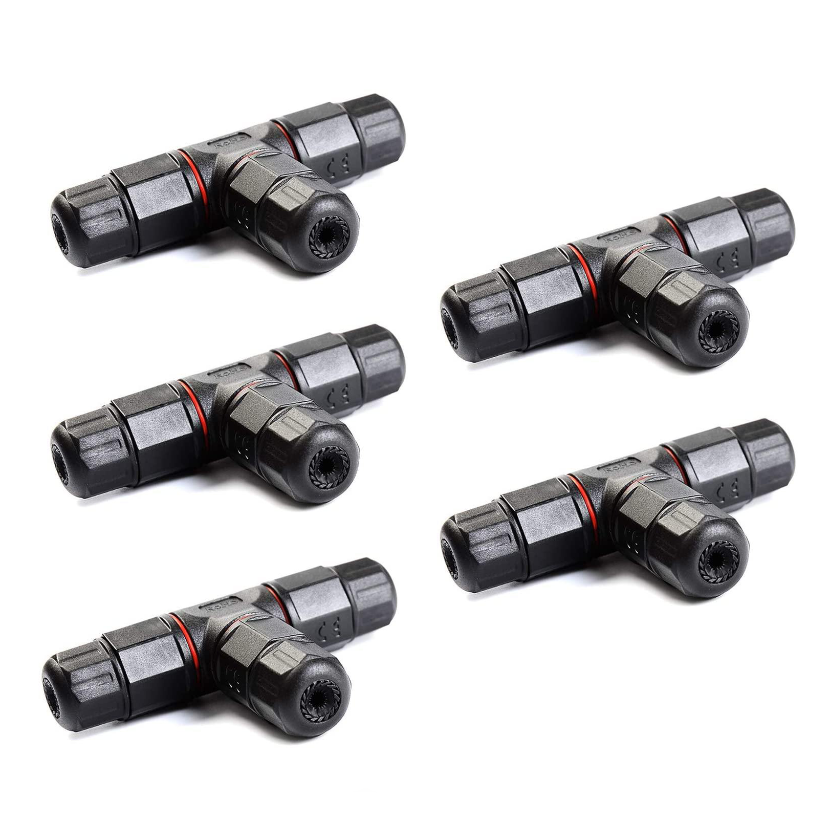 Junction Box Cable Connector Waterproof Outdoor/External Junction Box Cable Connector Sleeve Ø 5mm-10mm (3 Way Black) Pack of 5