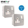 13A Metal Clad Single Wall Socket with Switch - Pack of 2