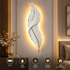 Ener-J 20W Elegant Feather LED Wall Light | CCT Switch 3000K-6000K | IP44 Rated