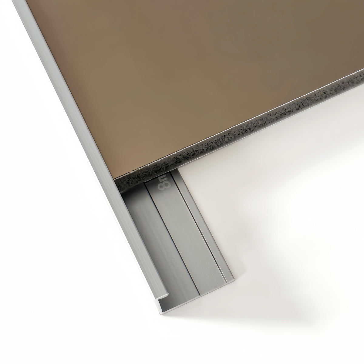 Closing Edge Line End Aluminium Trims for 8mm Charcoal boards, Silver Size: 3000 mm (Pack of 2)