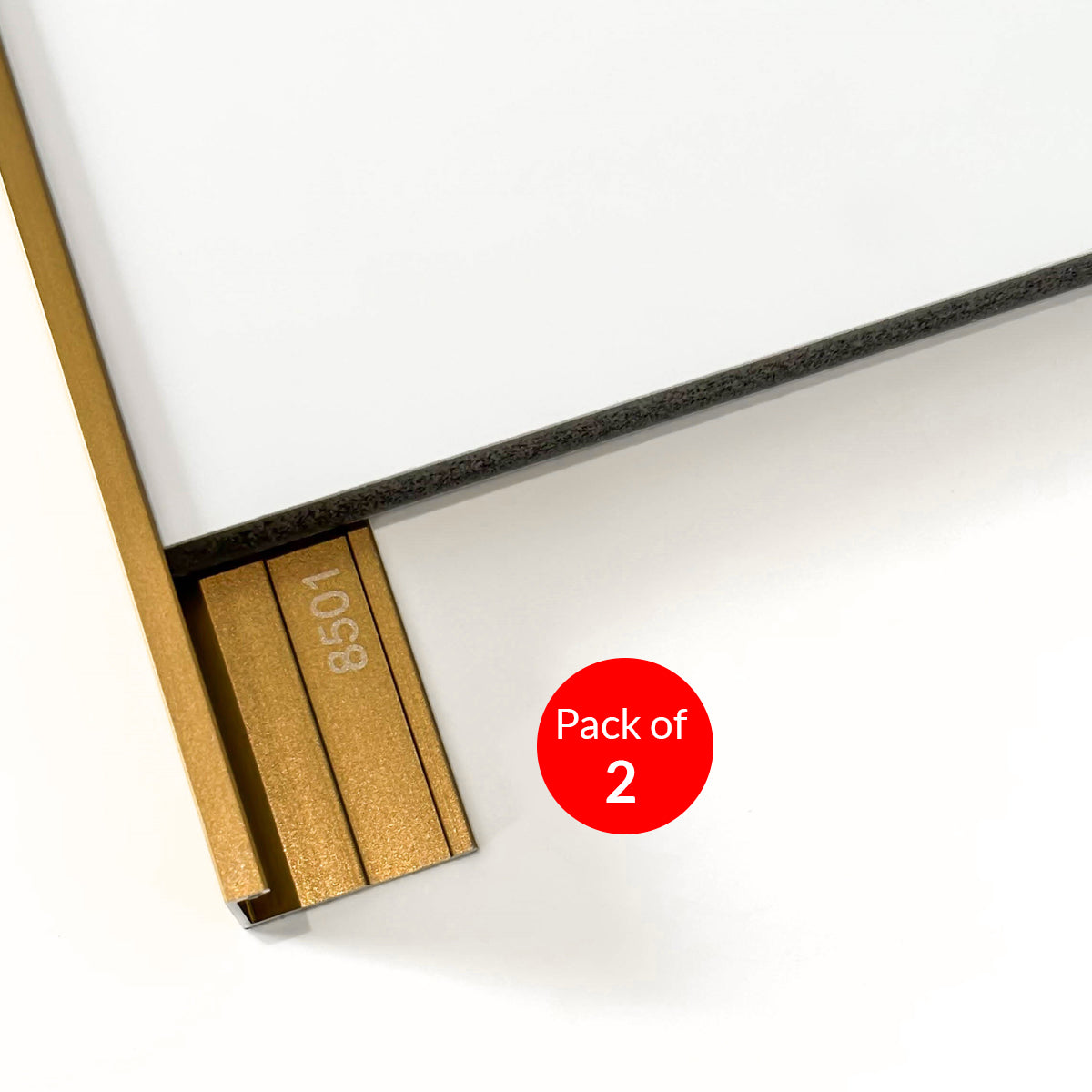 Closing Edge Line End Aluminium Trims for 8mm Charcoal boards, Gold Size: 3000 mm (Pack of 2)