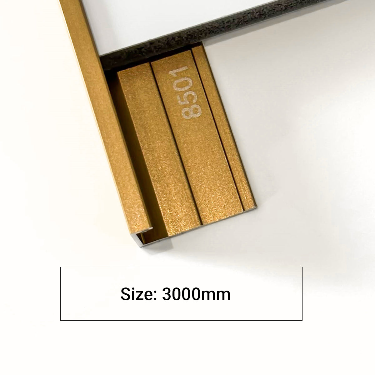 Closing Edge Line End Aluminium Trims for 8mm Charcoal boards, Gold Size: 3000 mm (Pack of 2)