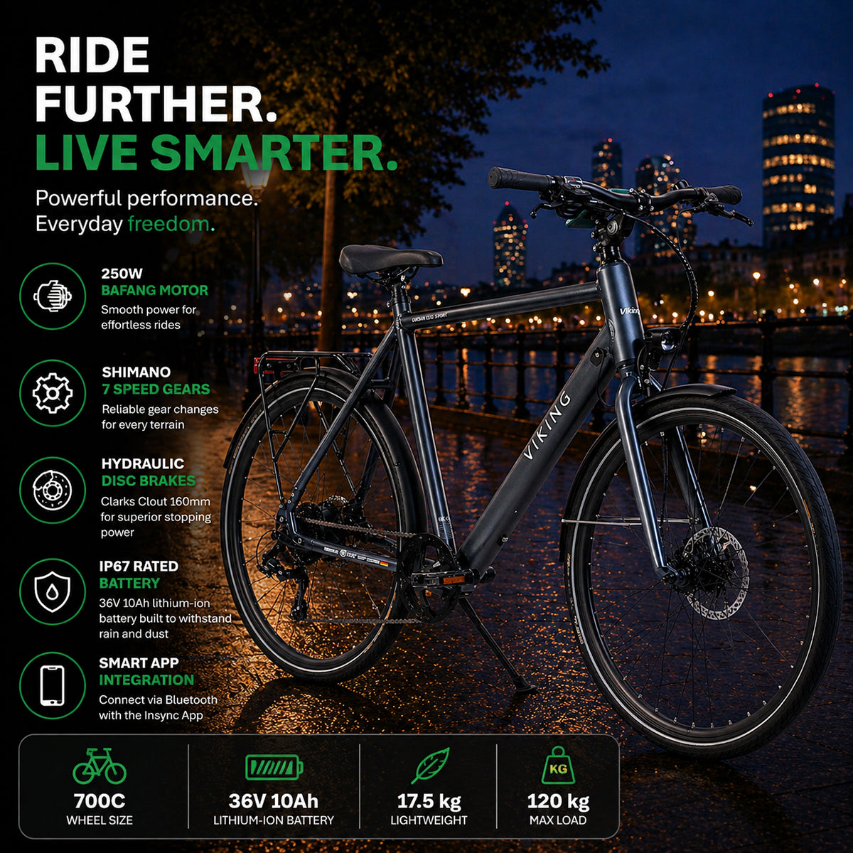Ener-J Gents 700C 7 Speed Electric Bike Grey 36V 250W Large – Bafang Motor City E-Bike