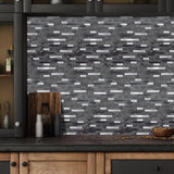 Faux Stone Mixed Metal Linear Blend - Black Slate with Metal Silver