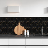 Metro Glossy Noir Stone Texture Tiles | Peel and Stick Kitchen Backsplash Tiles