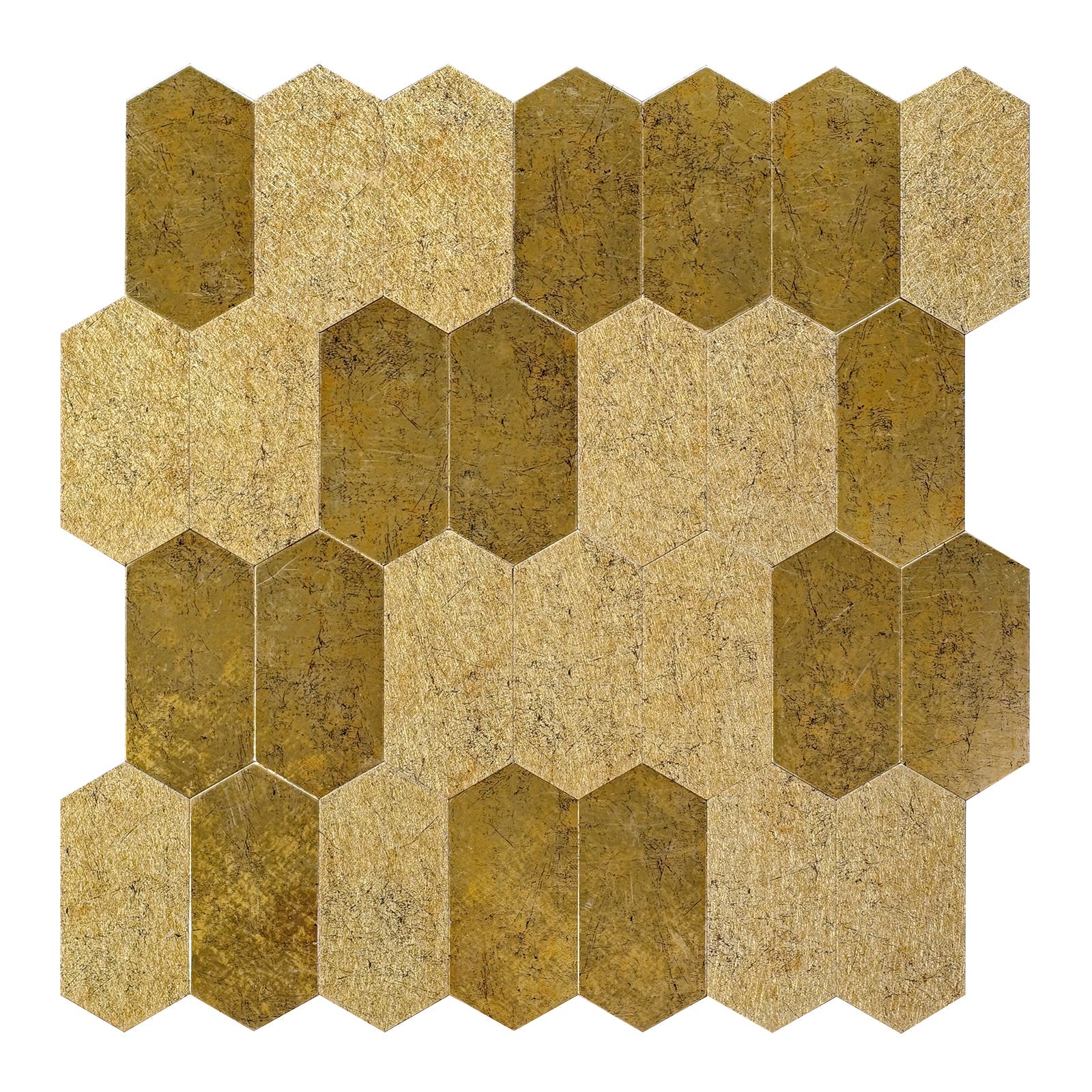 Pack of 4 Hexagon pattern, Peel & Stick Aluminium Mosaic Tile Backsplash‚ 293x285 mm, 3 mm Thickness – Bronze Finish