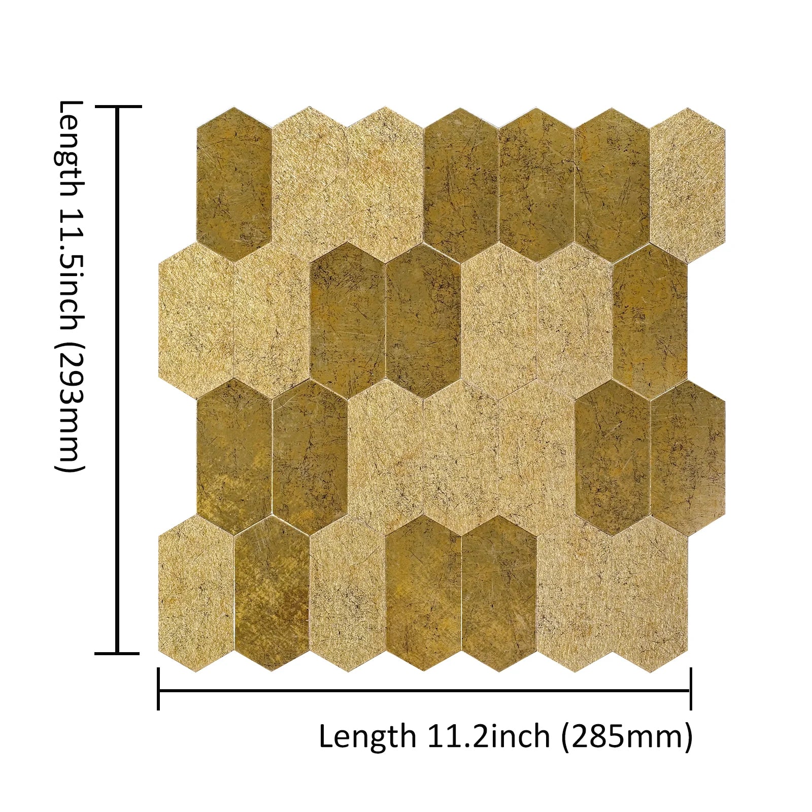 Pack of 4 Hexagon pattern, Peel & Stick Aluminium Mosaic Tile Backsplash‚ 293x285 mm, 3 mm Thickness – Bronze Finish