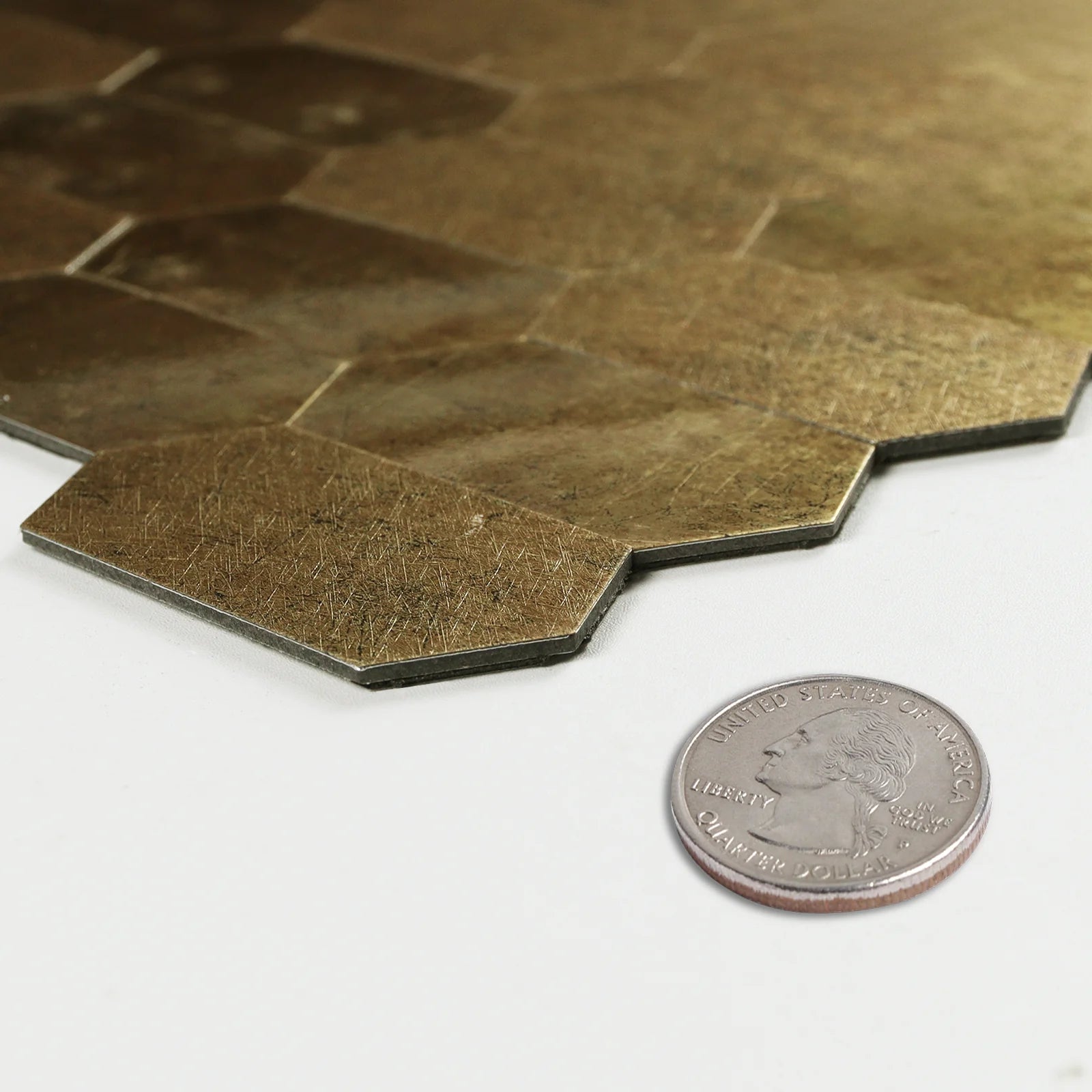 Pack of 4 Hexagon pattern, Peel & Stick Aluminium Mosaic Tile Backsplash‚ 293x285 mm, 3 mm Thickness – Bronze Finish